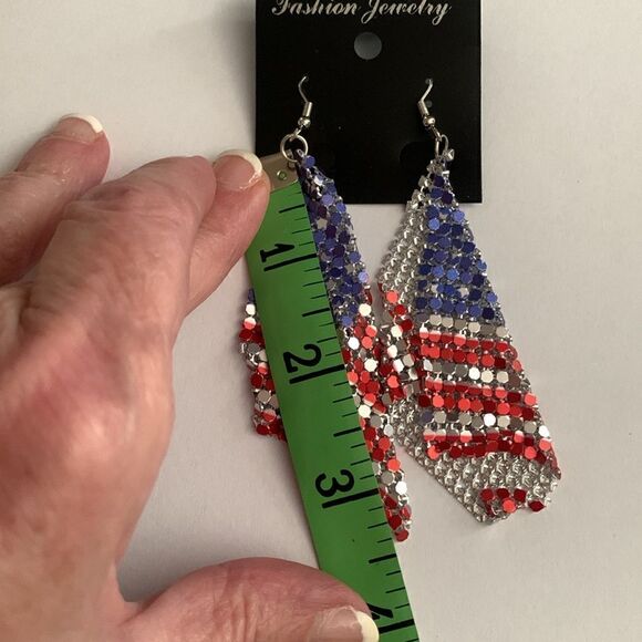 Red White & Blue Patriotic Earring Bundle 2 pairs - Picture 4 of 8